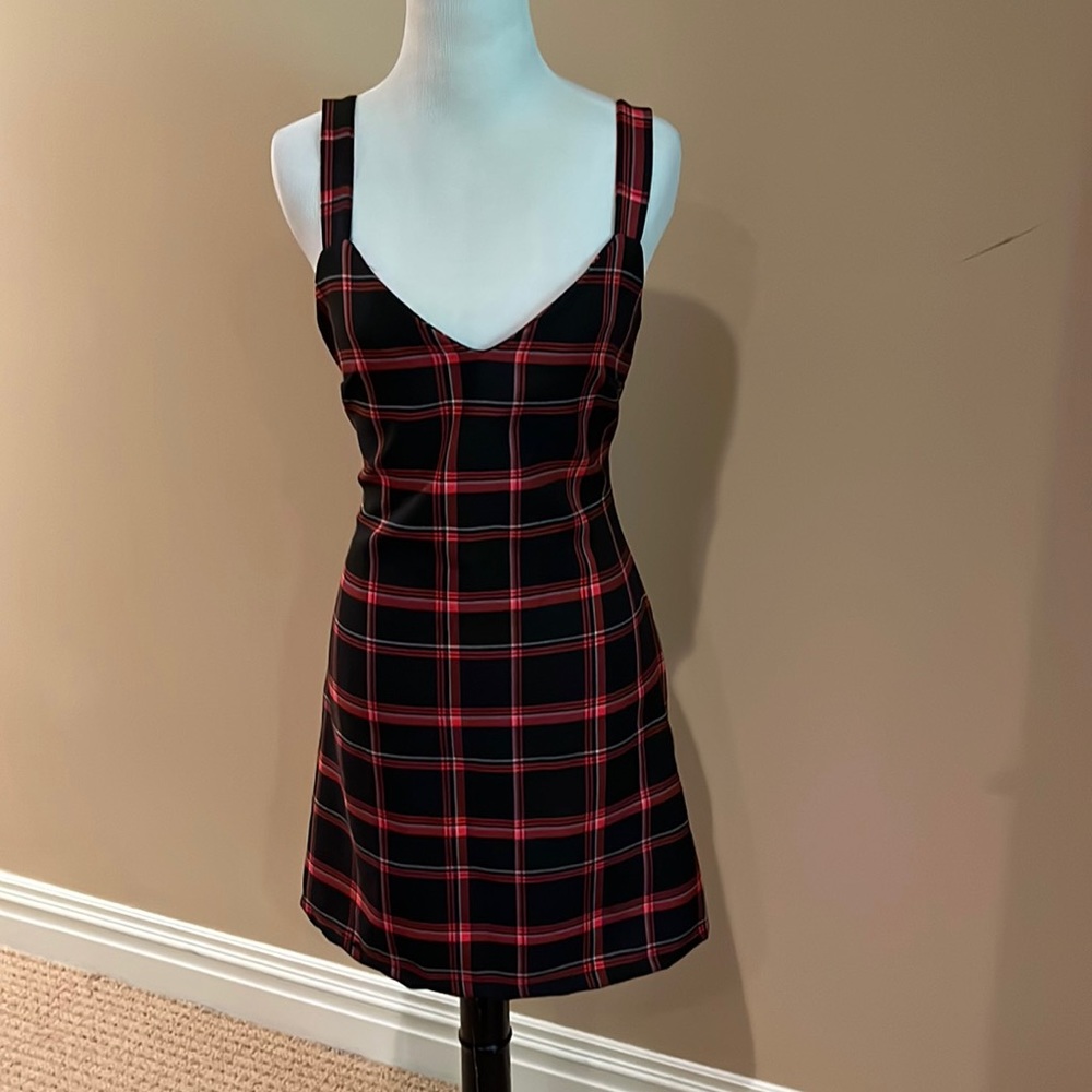 Reclaimed Vintage red & black plaid mini dress